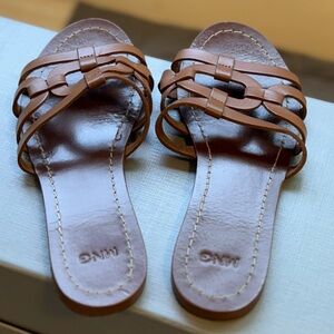 Mango Brown Leather Women's Sandals